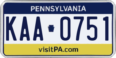 PA license plate KAA0751