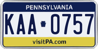 PA license plate KAA0757