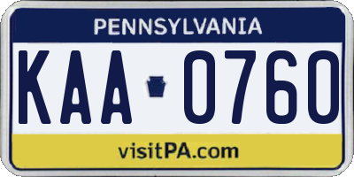 PA license plate KAA0760