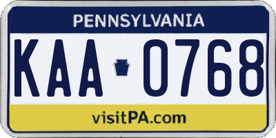 PA license plate KAA0768