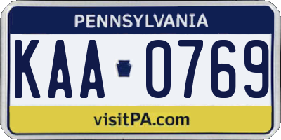 PA license plate KAA0769