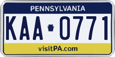 PA license plate KAA0771