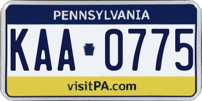 PA license plate KAA0775