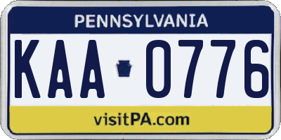 PA license plate KAA0776