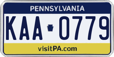 PA license plate KAA0779