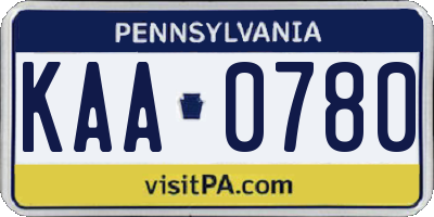 PA license plate KAA0780