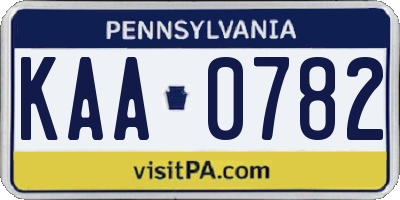 PA license plate KAA0782