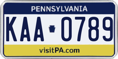 PA license plate KAA0789