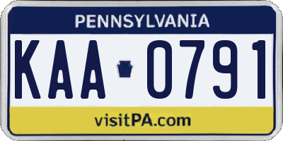 PA license plate KAA0791