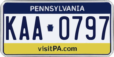 PA license plate KAA0797