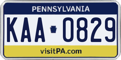 PA license plate KAA0829