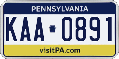 PA license plate KAA0891