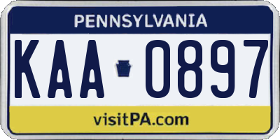 PA license plate KAA0897