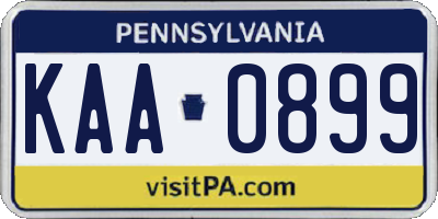 PA license plate KAA0899