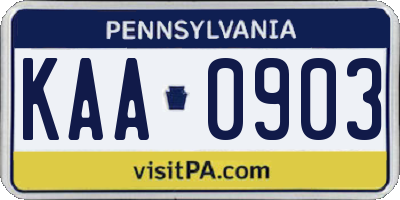PA license plate KAA0903