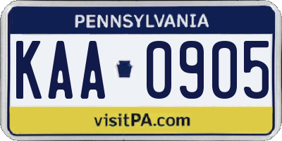 PA license plate KAA0905