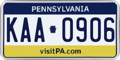 PA license plate KAA0906