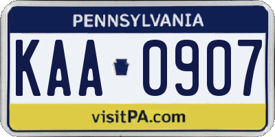 PA license plate KAA0907