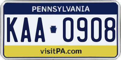 PA license plate KAA0908