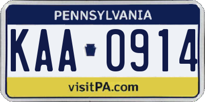 PA license plate KAA0914