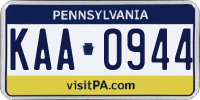 PA license plate KAA0944
