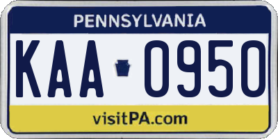 PA license plate KAA0950