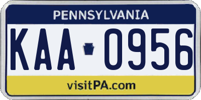 PA license plate KAA0956