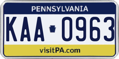 PA license plate KAA0963