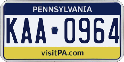 PA license plate KAA0964