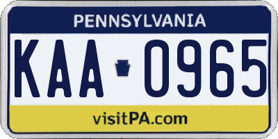 PA license plate KAA0965