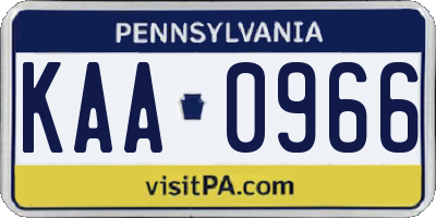 PA license plate KAA0966