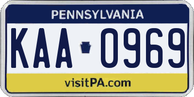 PA license plate KAA0969