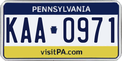PA license plate KAA0971
