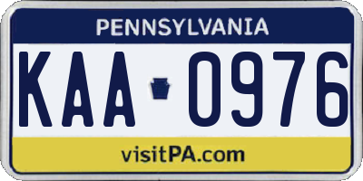 PA license plate KAA0976