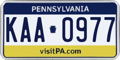 PA license plate KAA0977