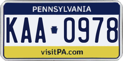 PA license plate KAA0978
