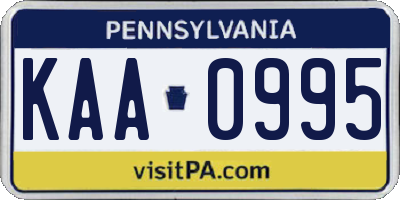 PA license plate KAA0995