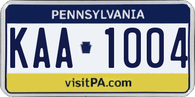 PA license plate KAA1004