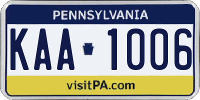 PA license plate KAA1006