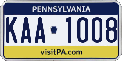 PA license plate KAA1008