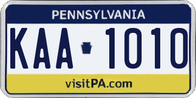 PA license plate KAA1010