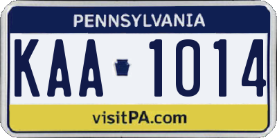 PA license plate KAA1014
