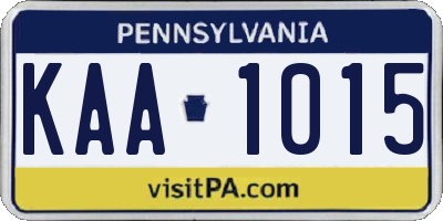 PA license plate KAA1015