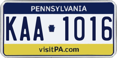 PA license plate KAA1016