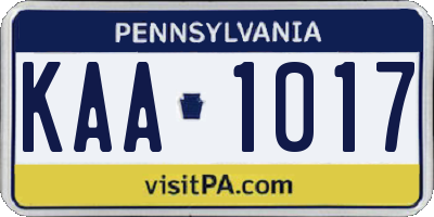 PA license plate KAA1017
