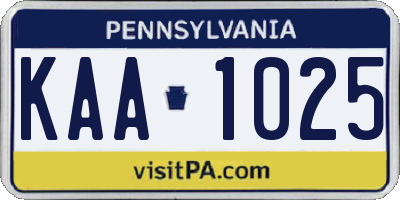 PA license plate KAA1025