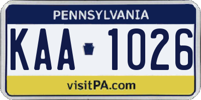 PA license plate KAA1026