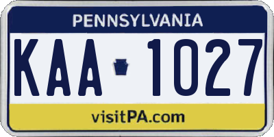 PA license plate KAA1027