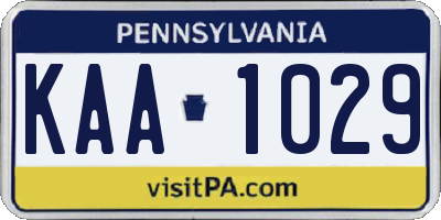 PA license plate KAA1029