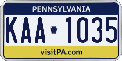 PA license plate KAA1035